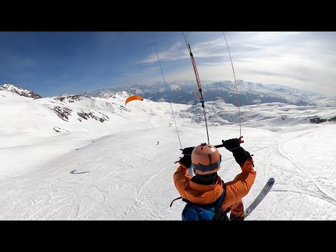 Awesome Snowkiteday / Flyday at Madrisa by Davos in Switzerland ( snowkiting / snowkite)