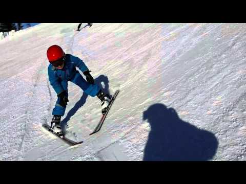 Danish girls, 10 & 12, third day of skiing ever- red slope