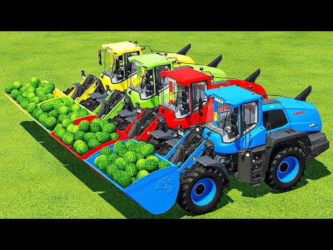 TRANSPORT OF COLOR! LOAD WATERMELONS WITH CLAAS LOADERS & COLORED TRACTORS! Farming Simulator 22