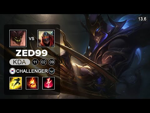 ZED99 Zed vs Malphite Mid - KR Challenger - Patch 13.6 Season 13