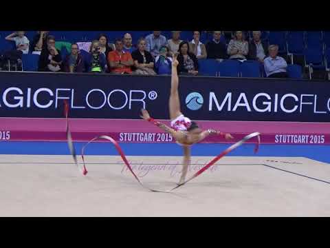 Laura HALFORD (GBR) ribbon - 2015 Stuttgart worlds Qualifs