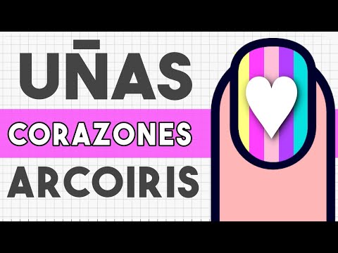 ¡FÁCILES Y COLORIDAS! · 🌈 UÑAS CORAZONES ARCOIRIS 🩷