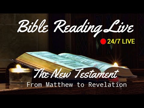 🔴[𝙇𝙞𝙫𝙚] 24/7 Bible Reading | New Testament Audio Bible with Text – Matthew to Revelation