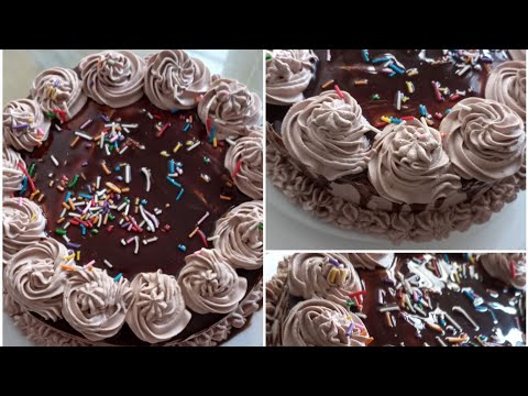 Simple chocolate cake decoration | how to make chocolate whipped cream|