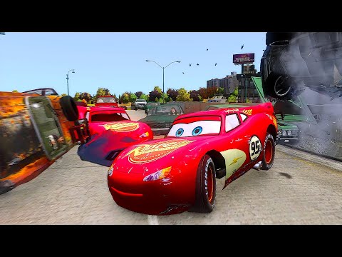 Crazy Lightning McQueen Crashes - GTA 4 Real Car Crashes Ep.70