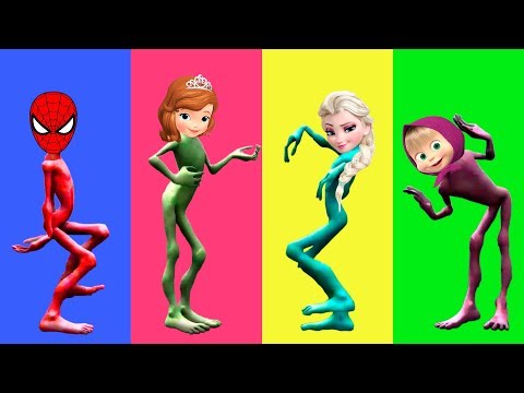 Funny Alien Dance Disney Princess Frozen Elsa Spiderman Sofia Masha Learn Colors Rhymes for Kids