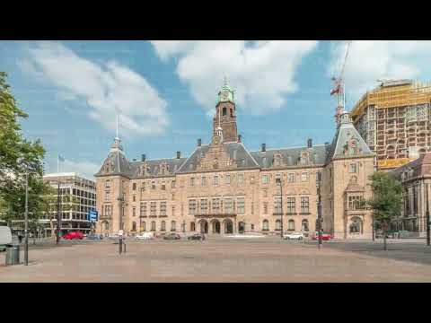 Hyperlapse of Rotterdam City Hall or Stadhuis at Coolsingel. Netherlands