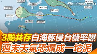 太平洋罕見「三颱共存」！ 白海豚發布海警機率高「侵台機率曝」 週末天氣恐「爛成一坨泥」｜三立新聞網 SETN.com