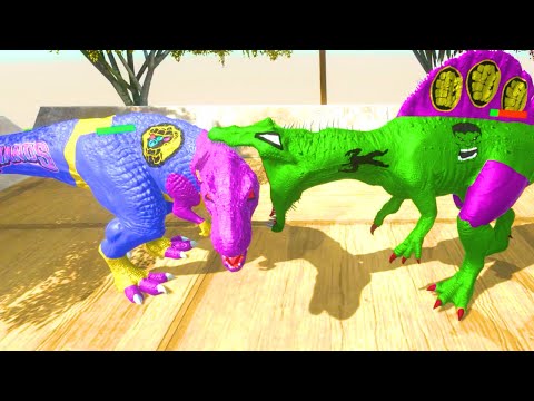 HULK SPINOSAURUS DEATH RUN WITH HP BAR TRACK-Animal Revolt Battle Simulator