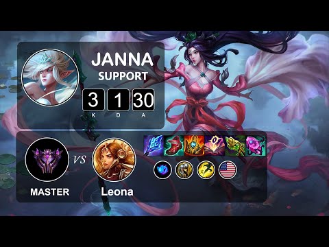 Support Janna vs Leona - LOL NA Master - Patch 11.18