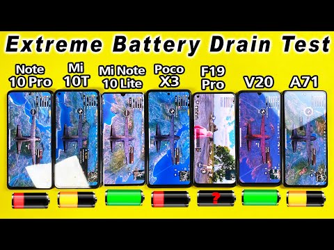 Note 10 Pro vs Mi 10T vs Mi Note 10 Lite vs Poco X3 vs F19 Pro vs V20 vs A71 Battery Life Drain Test