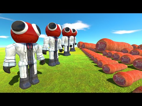 ( Blade Worm Challenge ) Growing Rainbow Friend Red - Animal Revolt Battle Simulator