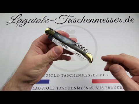 Laguiole Taschenmesser mit Korkenzieher und Dorn Griff Horn - Messingbacken
