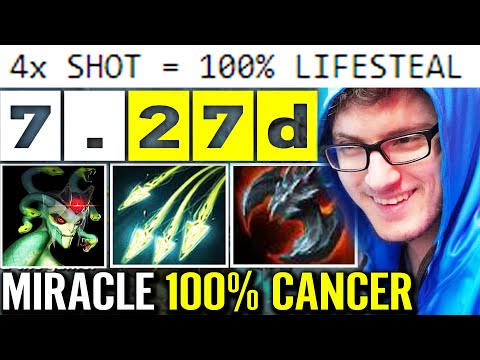 7.27d MIRACLE 100% LIFESTEAL PASSIVE! WTF Medusa 4x Split Shot Carry Build Guide Dota 2 Pro Gameplay