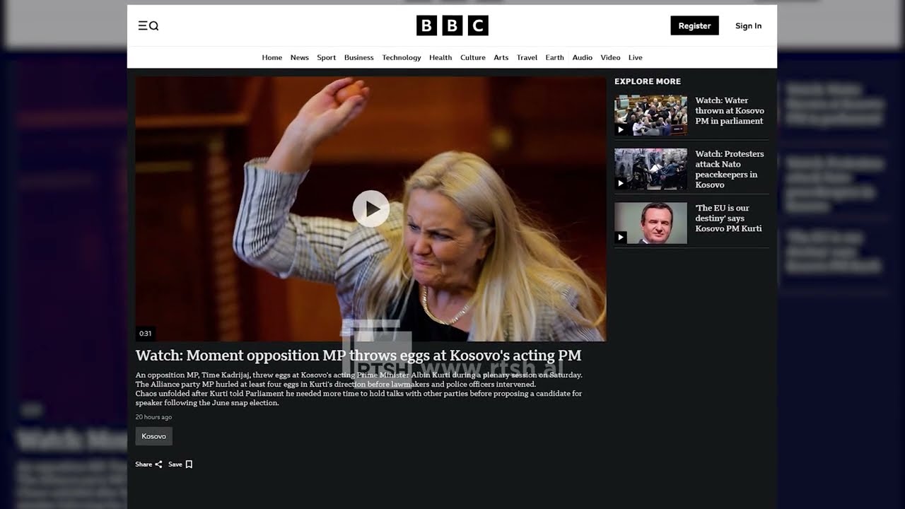 Vezët ndaj Kurtit bëjnë xhiron e botës, BBC dhe mediat e huaja pasqyrojnë incidentin në parlamentin e Kosovës