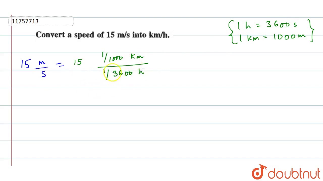 Convert a speed of `15 m//s` into `km//h`.