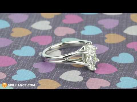 Curved Split Shank Marquise Diamond Engagement Ring