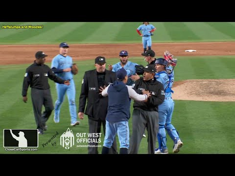 Ejections 031-33 - Blue Jays pitcher Yimi Garcia, coach Pete Walker & manager Charlie Montoyo Tossed