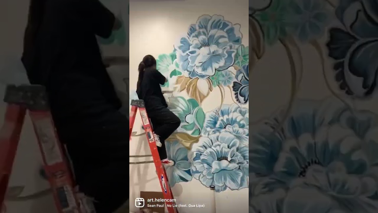 Floral wall mural #shorts #mural #painting #flowers