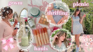 a girly weekend in my life: thrift with me, spring picnic, pr haul, grwm ⋆౨ৎ˚⟡˖ ࣪