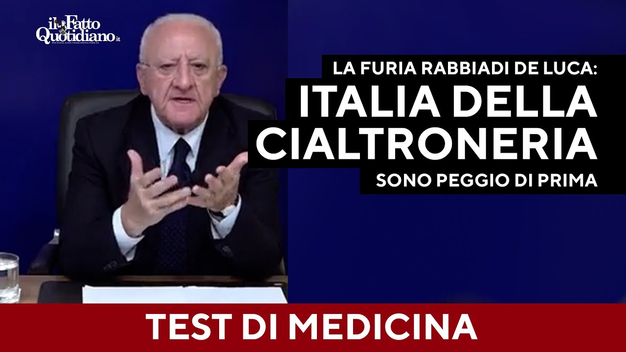 Test di medicina, De Luca: "Emblema dell'Italia della cialtroneria, massimo della stupidità"