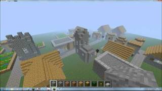 preview picture of video 'Minecraft - Flat map seed with NPC Village At Spawn - 1.1'