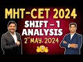 MHT-CET 2024 MATHS SHIFT ANALYSIS : 2ND MAY SHIFT 1 ANALYSIS BY DINESH SIR | DINESH SIR LIVE STUDY
