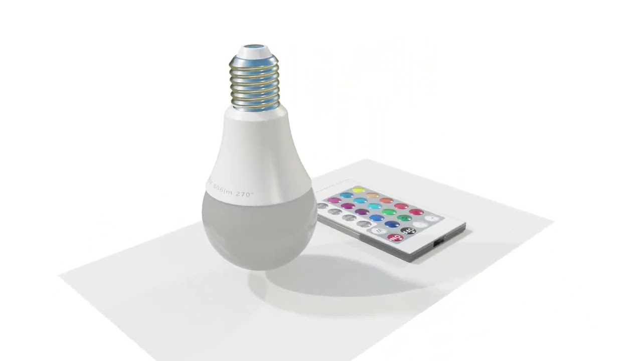 RGB Light bulb with Remote control 3D Model