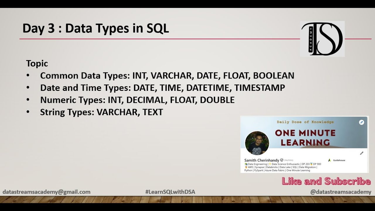 Day 3: Data Types in SQL Server | Query Performance | Data types | SQL Fundamental | #learnwithdsa