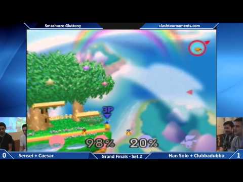 Smashacre Gluttony - Sensei + Caesar vs Clubbadubba + Han Solo - Grand Finals Set 2 - Smash 64