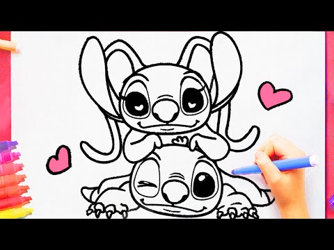 How to draw STITCH AND ANGEL