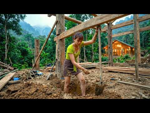 Building the Dream House – A Woman Alone Pouring Concrete for a Wooden Floor Masterpiece