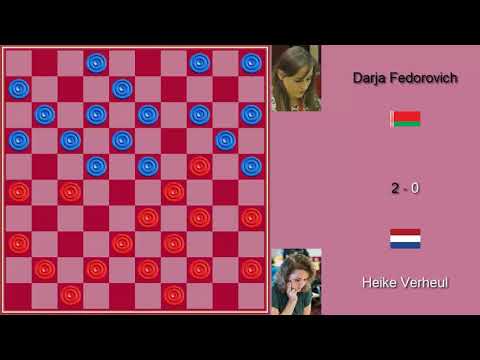 Heike Verheul (NED) - Darja Fedorovich (BLR). Women's World Draughts Championship. 2019.