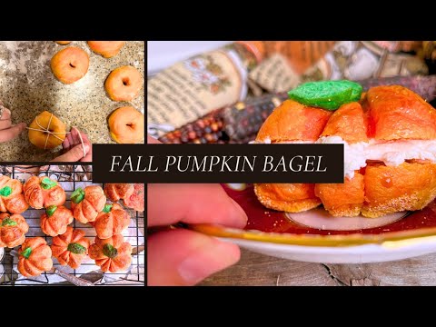 Fall pumpkin shaped bagels