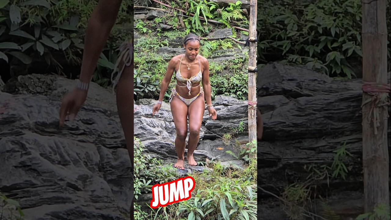 A beautiful jump by the waterfall - Ha Giang Loop #travel #waterfall