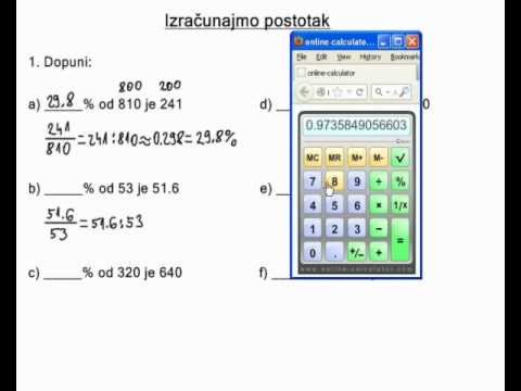 Računanje postotka - 3. dio - apstraktni zadaci, npr. ____% od 51 je 35