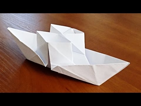 Как сделать кораблик из бумаги / Оригами пароход