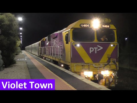 Night Trains at Violet Town - Passenger & Freight Trains