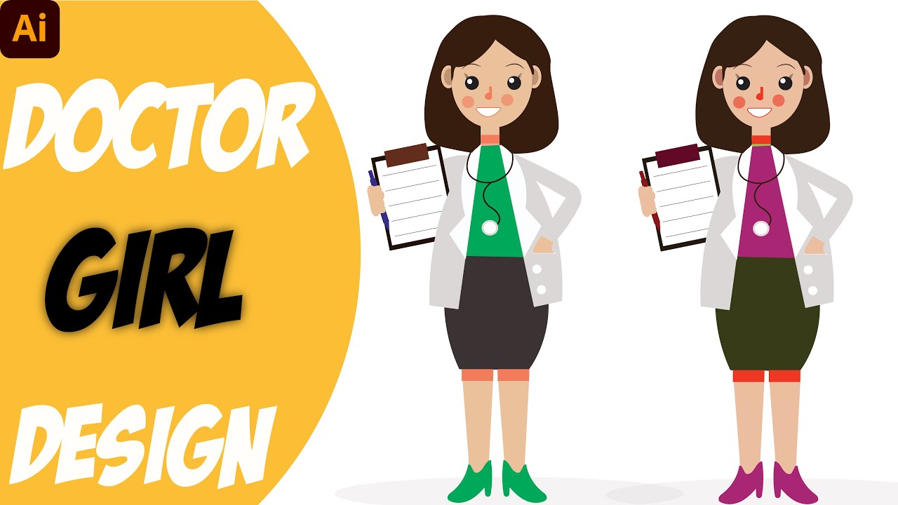 Female Doctor Vector Design | Adobe Illustrator CC Tutorial | Tesh Mastery