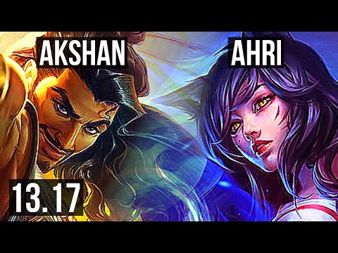 AKSHAN vs AHRI (MID) | 8/1/3, 1300+ games, 1.5M mastery, Godlike | KR Challenger | 13.17