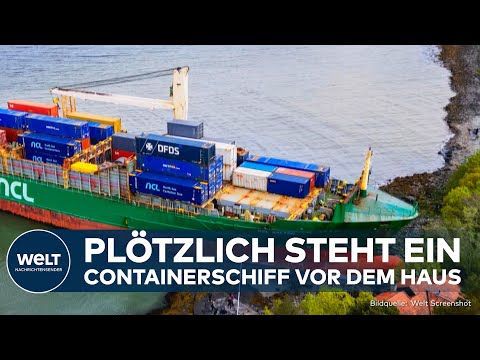 CONTAINERSCHIFF-DRAMA IN NORWEGEN: Frachter verfehlt Wohnhaus im Fjord nur um wenige Meter!
