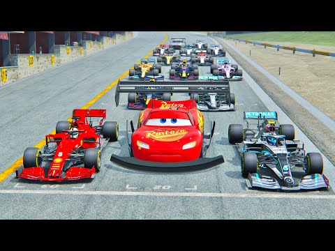 Lightning McQueen GTR vs F1 2020 Cars at Nardo Speed Ring