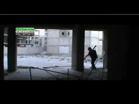 استهداف احد آليات النظام المتمركزة في دوار السيوف بقذيفة آر بي جي من قبل كتيبة الصاعقة في دير الزور