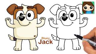 How to Draw Jack Russell Terrier | Bluey | Cartoon Dog Relaxing Follow Along Drawing
