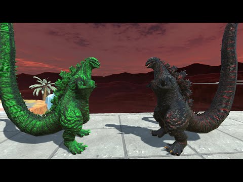GREEN SHIN GODZILLA VS REAL SHIN GODZILLA DEATH RUN - Animal Revolt Battle Simulator