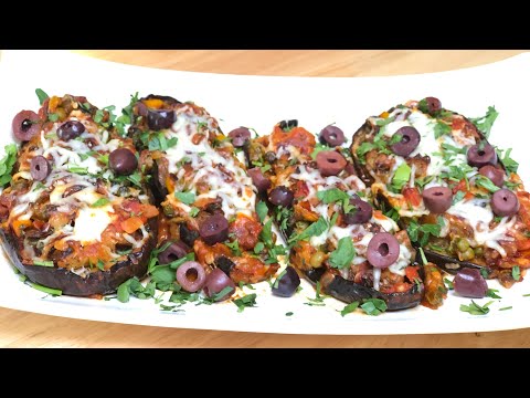 Eggplant Boat Recipe- Stuffed Baked Eggplant with Vegetables- Most Delicious Eggplant recipe
