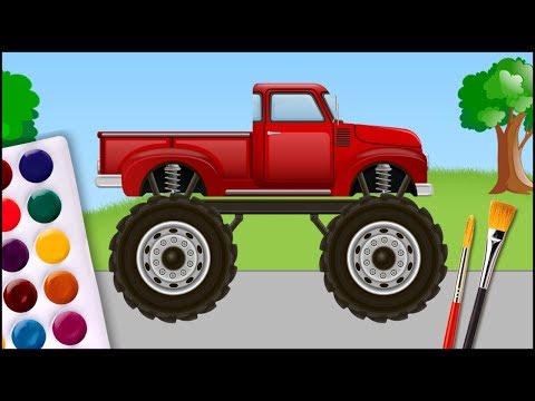 Pagini de Colorat pentru Copii - Camionul Monstru Curajos