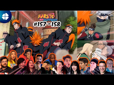 PAIN Invades Konoha | Kakashi Saves Iruka 22 People React | Shippuden 157-158 🔥🇯🇵