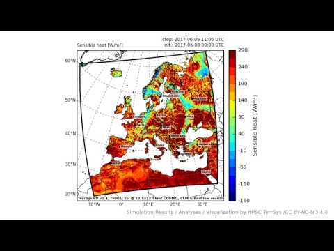 TerrSysMP monitoring run 2017-06-08 - sensible heat - Europe (72h)