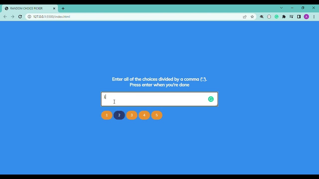 RANDOM CHOICE PICKER || HTML || CSS || JavaScript || Project